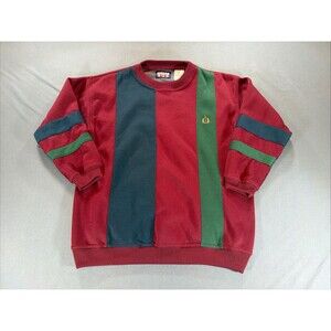 Vintage Bugle Boy Sweatshirt Mens Large Colorblock Crewneck Navy Green Maroon90s
